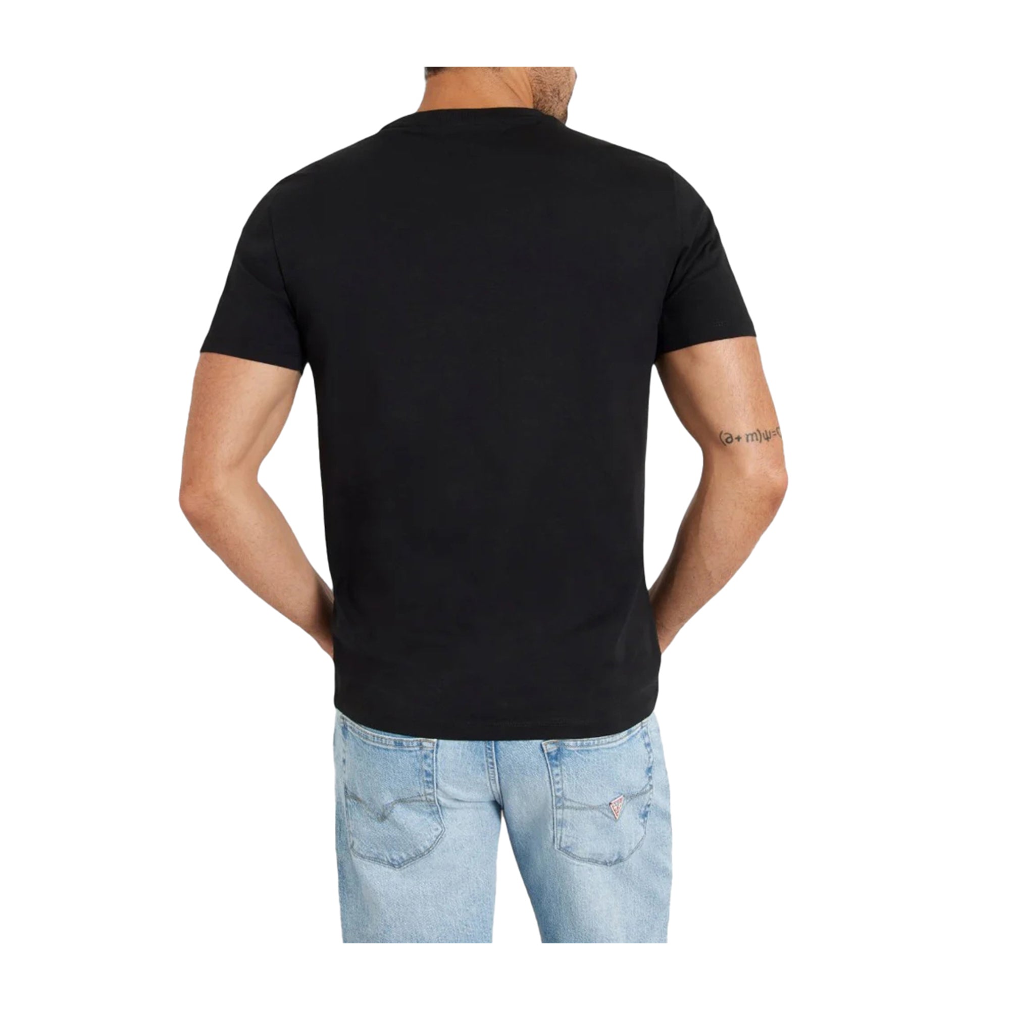 T-shirt Uomo Guess Nera con Logo Stampato Fantasia