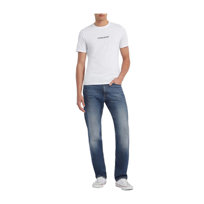 Guess T-shirt Uomo Slim con logo ricamato Bianco