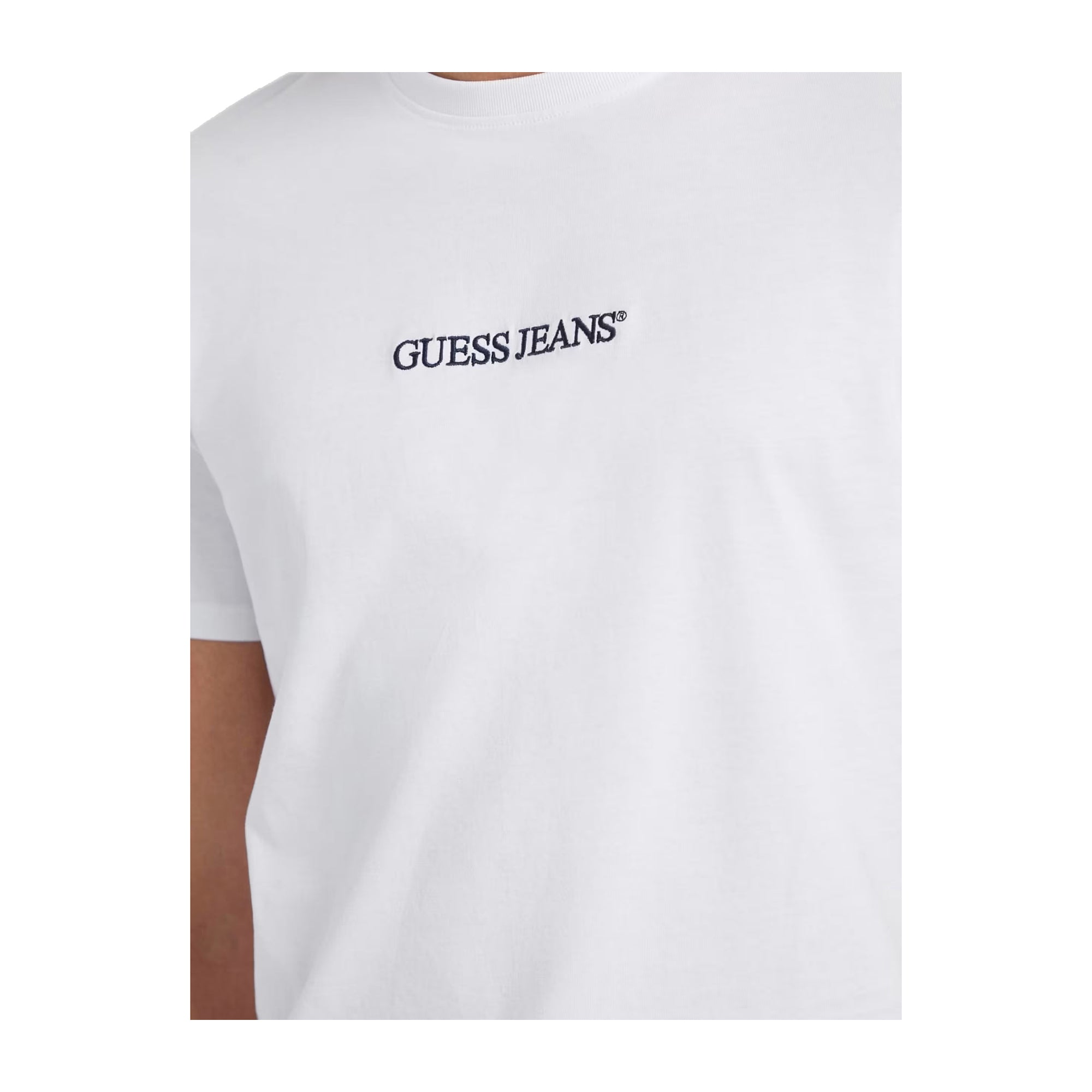 Guess T-shirt Uomo Slim con logo ricamato Bianco