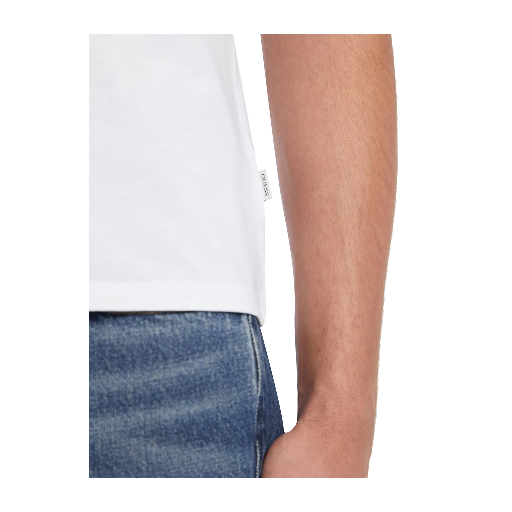 Guess T-shirt Uomo Slim con logo ricamato Bianco