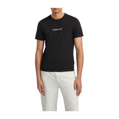 Guess T-shirt Uomo Slim con logo ricamato Nero