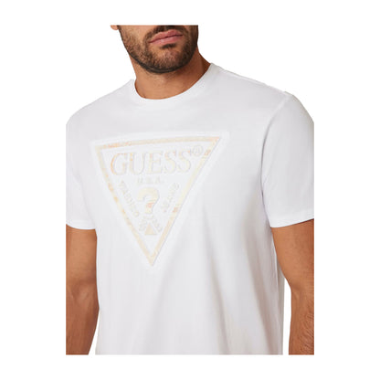 Guess T-shirt Uomo con maxi logo triangolo Bianco