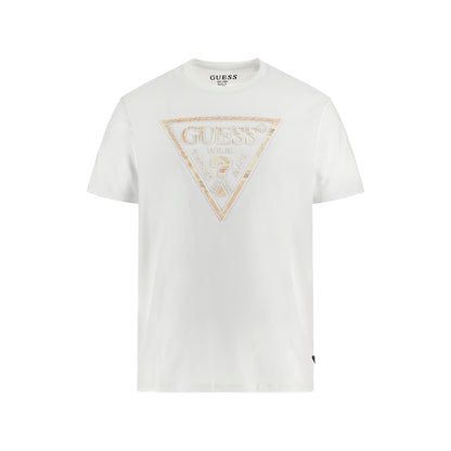 Guess T-shirt Uomo con maxi logo triangolo Bianco