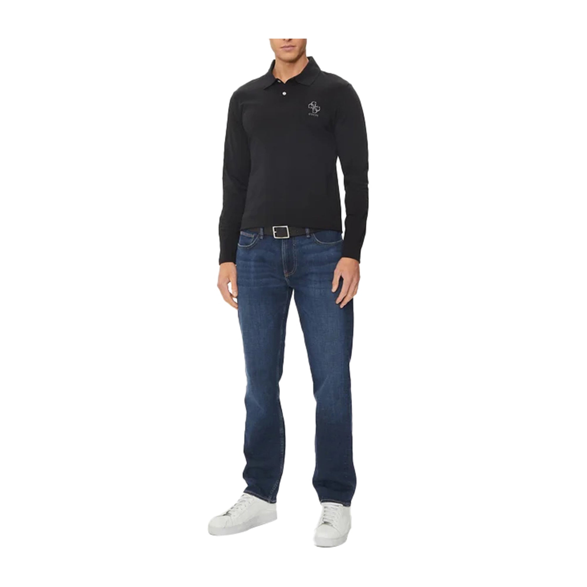 Guess Polo Uomo Oliver manica lunga Nero