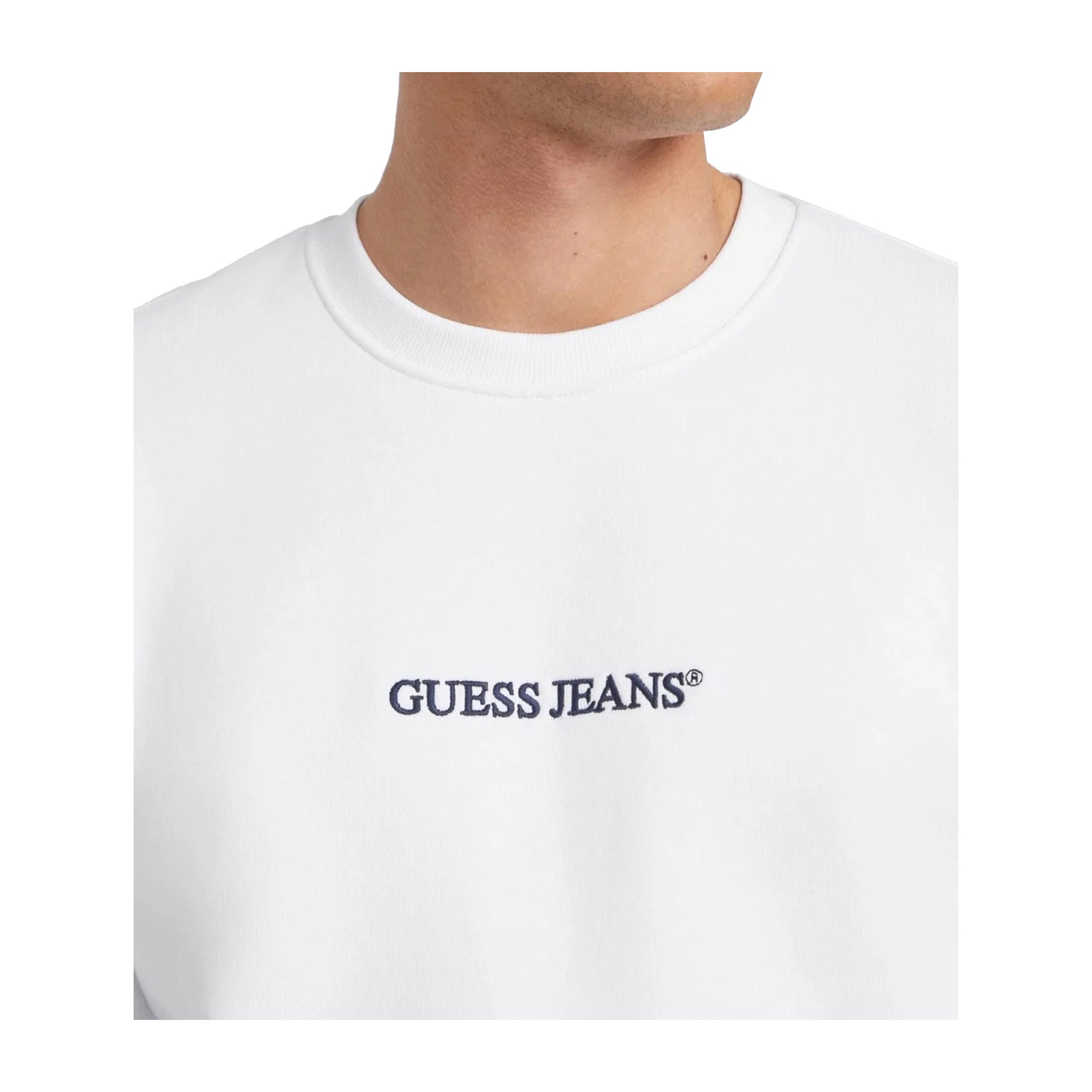 Guess Felpa Uomo Bianca Regular Fit in Cotone