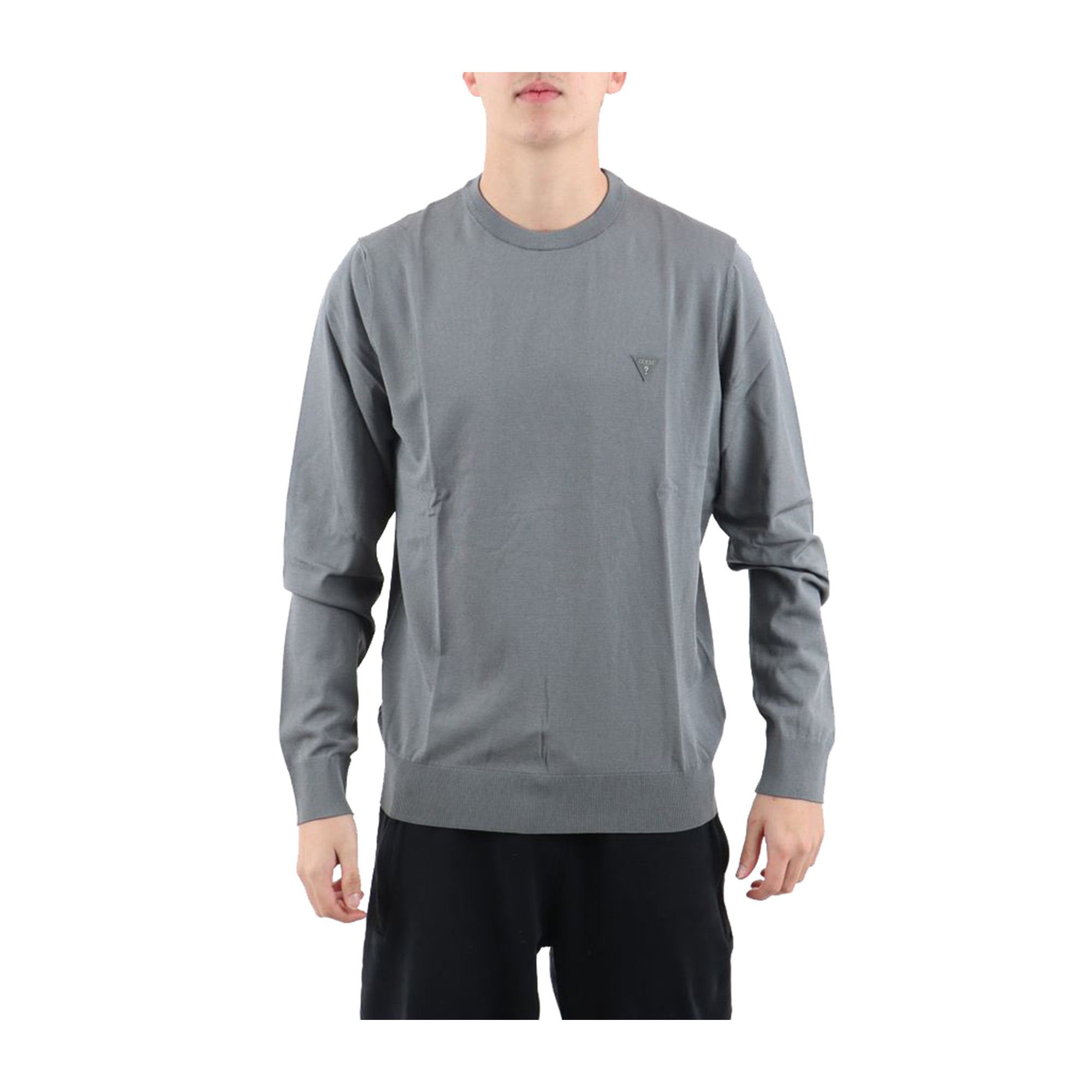 Guess Maglione Uomo Girocollo Grigio  modello frontale