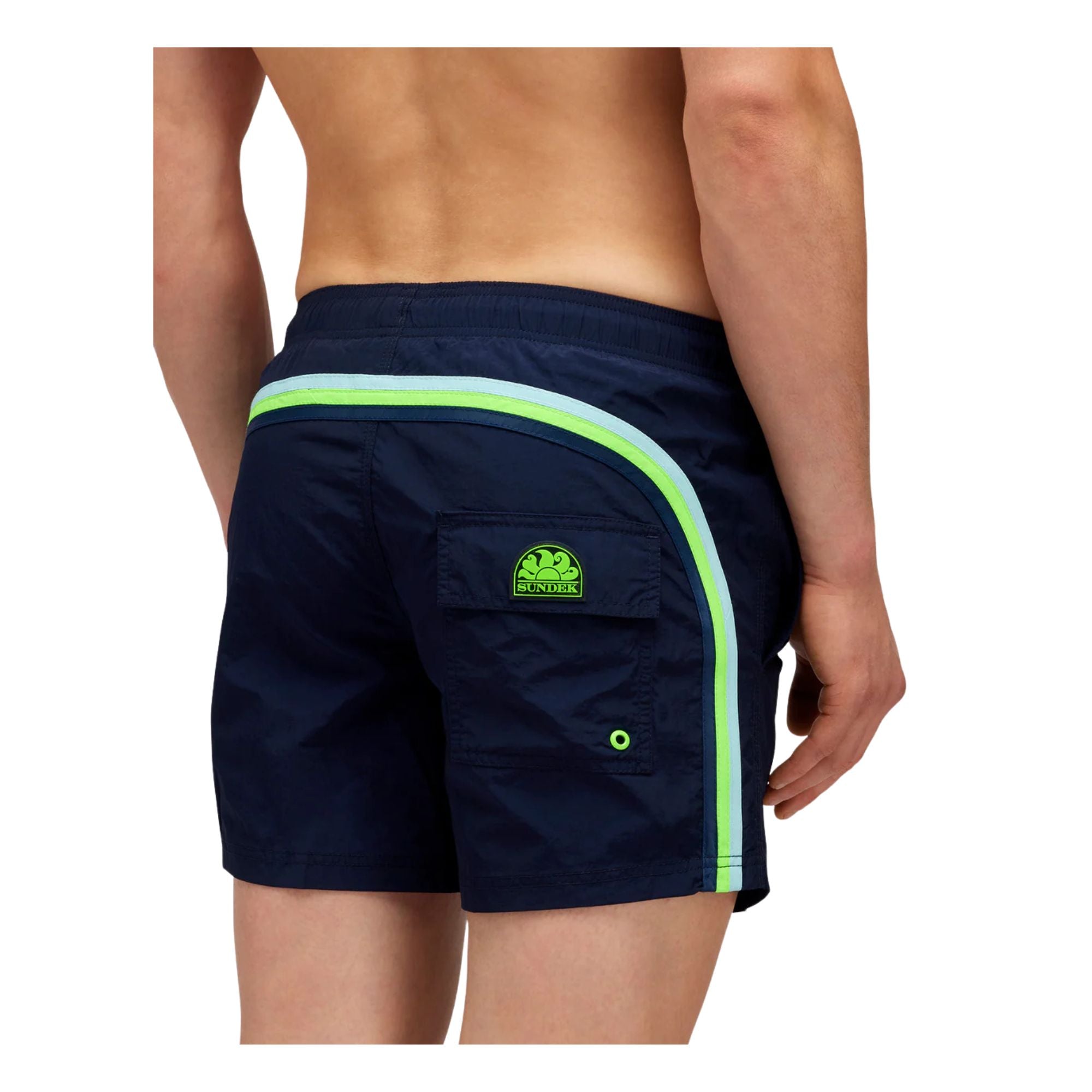 Costume Uomo Crinkled, Blu, con dettaglio iconico posteriore e tasca