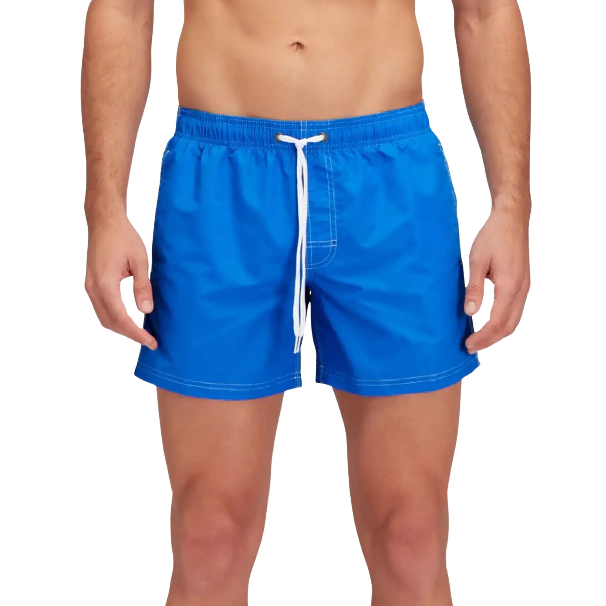 Costume Uomo a pantaloncino Azzurro, con dettaglio multicolore e tasca con patta