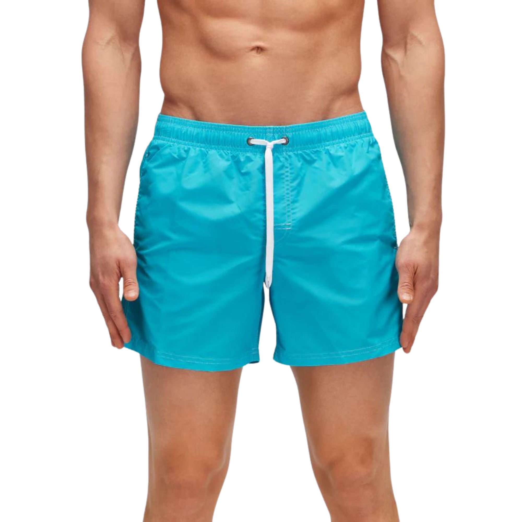 Costume Uomo a pantaloncino Celeste, con dettaglio multicolore e tasca con patta
