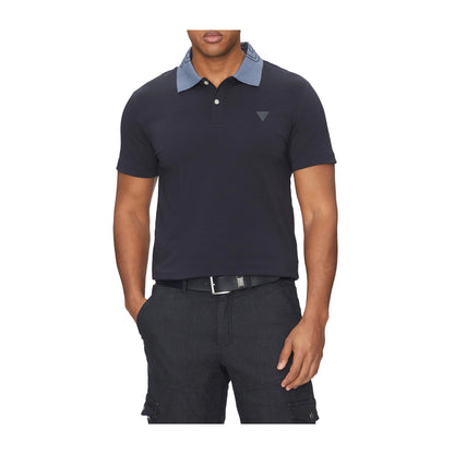 Guess Polo Uomo con colletto logato Blu scuro