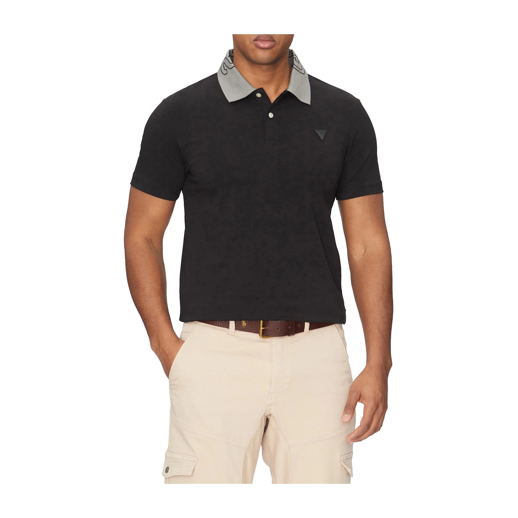 Guess Polo Uomo con colletto logato Nero