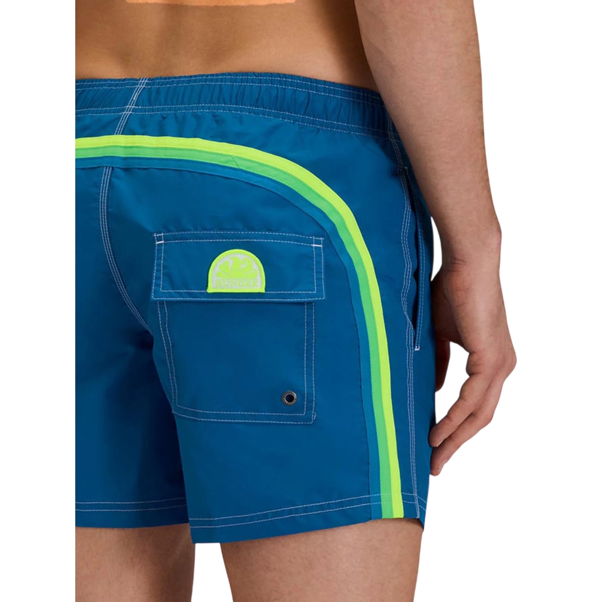 Costume Uomo in tinta unita Blu dettaglio retro