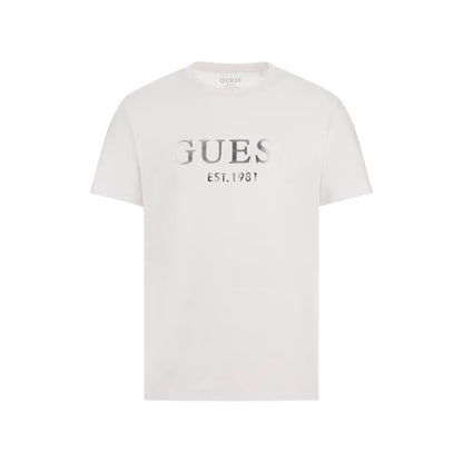 Guess T-shirt Uomo con log floccato Bianco