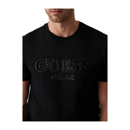 Guess T-shirt Uomo con log floccato Nero