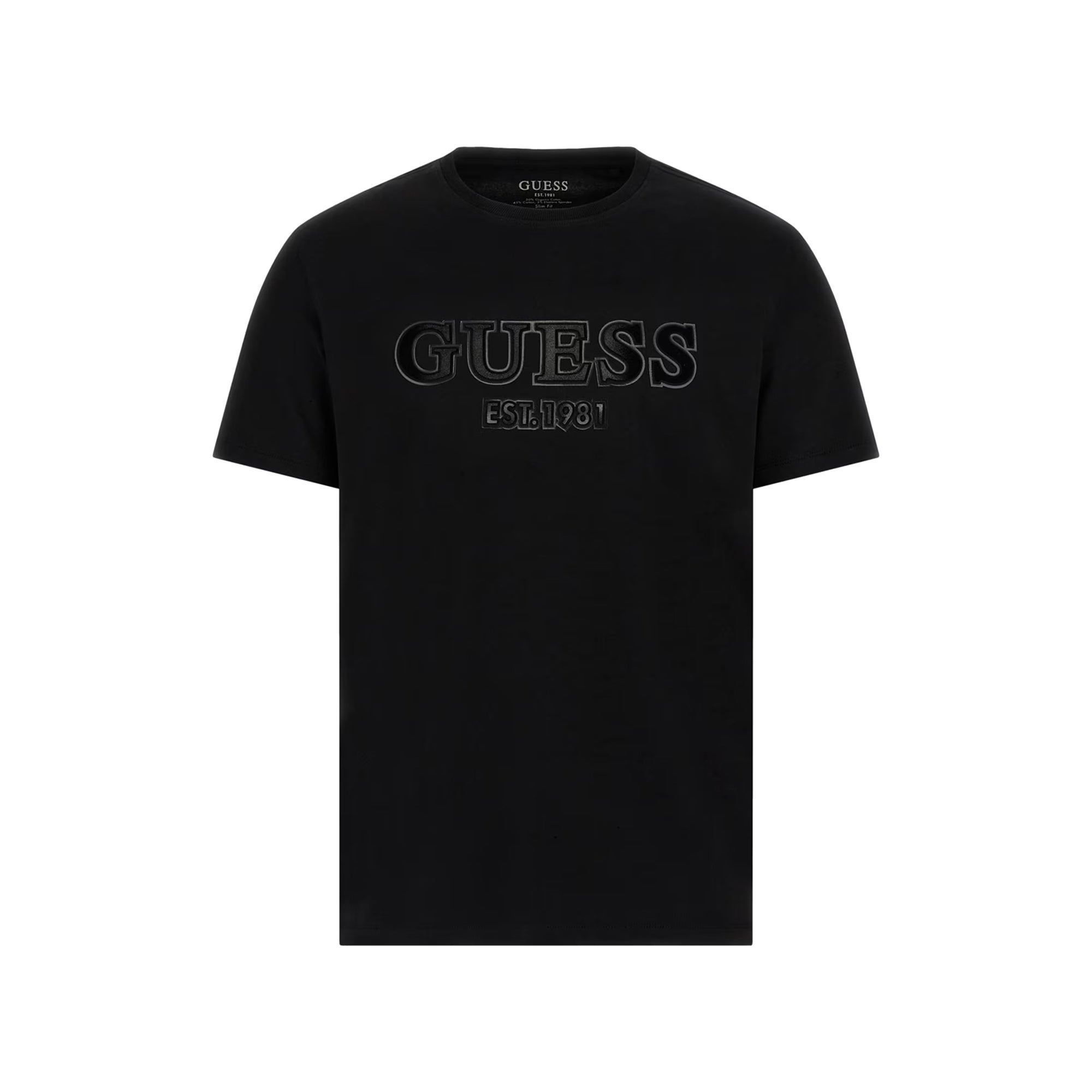 Guess T-shirt Uomo con log floccato Nero