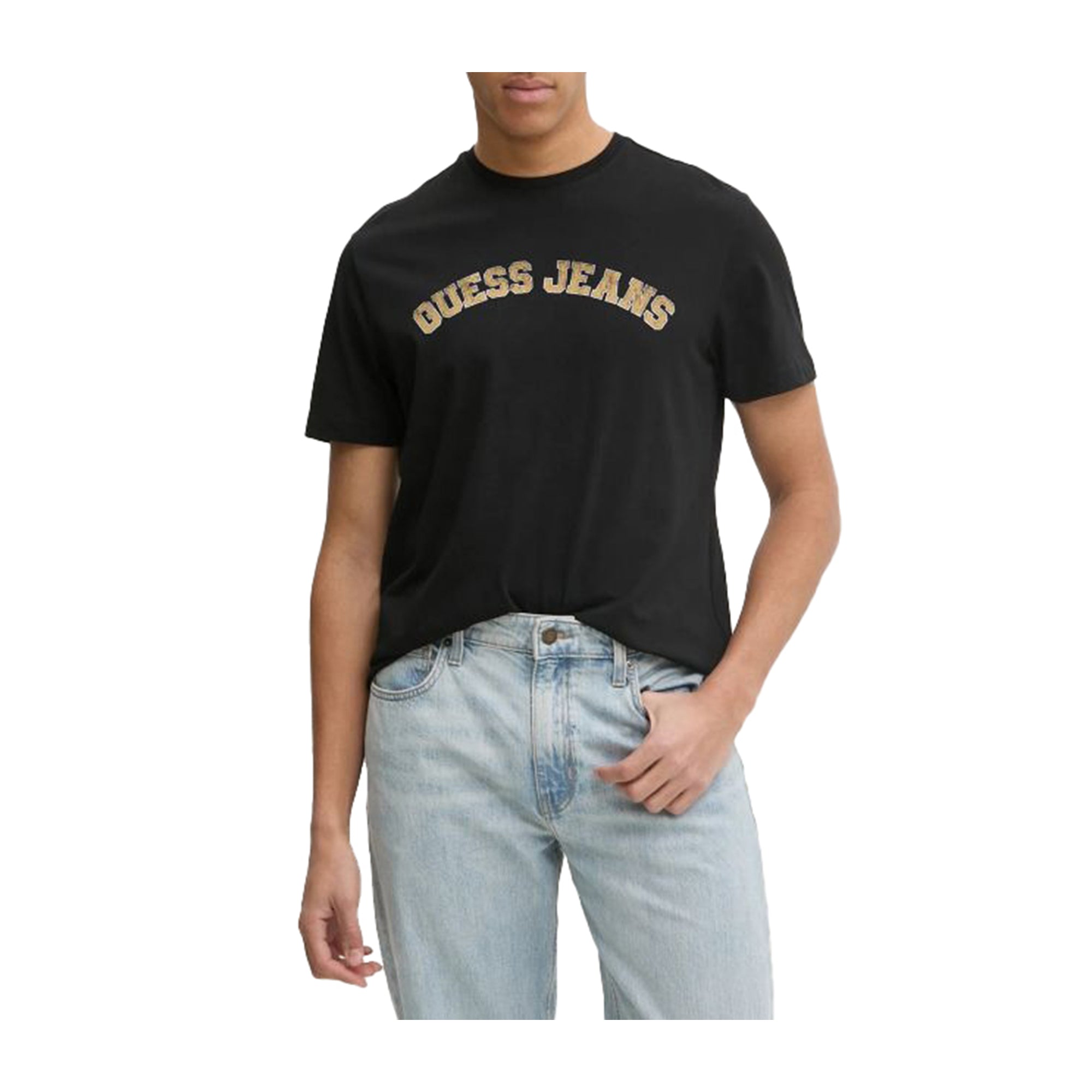 Guess T-shirt Uomo girocollo College Nero