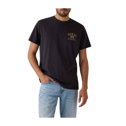 Guess T-shirt Uomo con logo piccolo frontale Nero