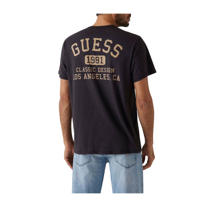 Guess T-shirt Uomo con logo piccolo frontale Nero