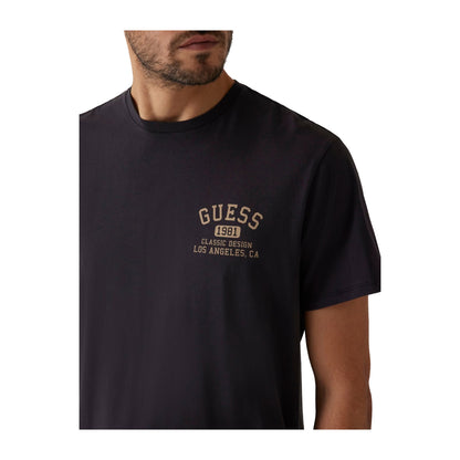 Guess T-shirt Uomo con logo piccolo frontale Nero