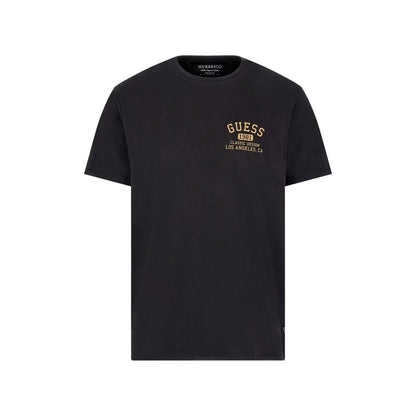 Guess T-shirt Uomo con logo piccolo frontale Nero