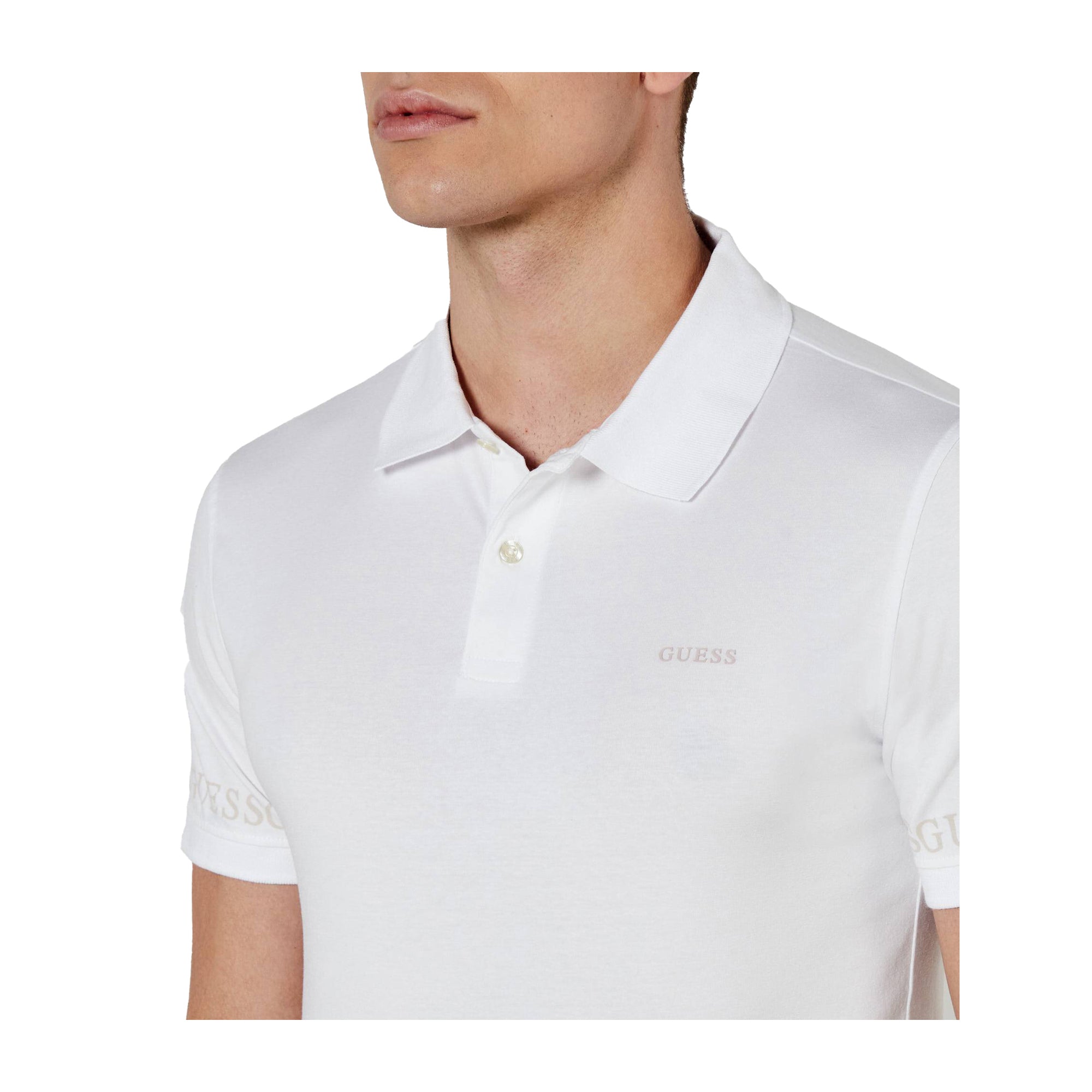 Guess Polo Uomo con maniche corte logate Bianco