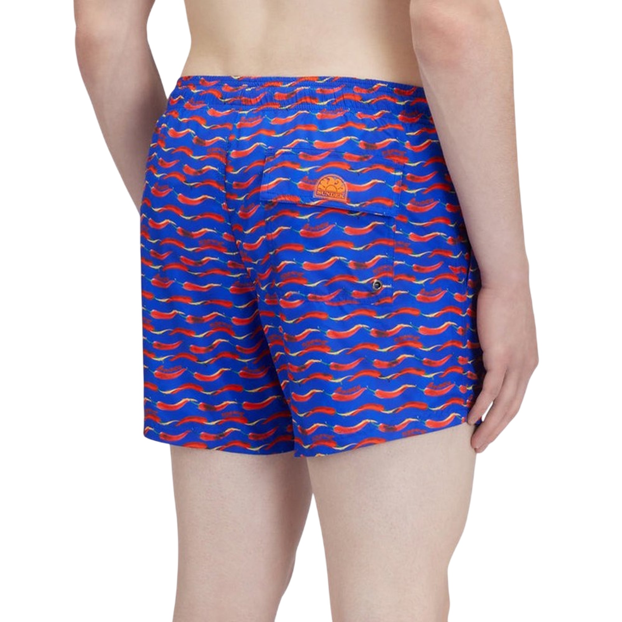Costume Uomo Blu a pantaloncino, con microstampa Chilino e tasca posteriore
