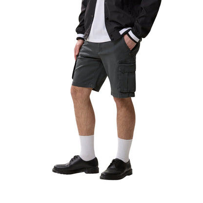 Bermuda cargo Uomo con logo retro Grigio modello frontale
