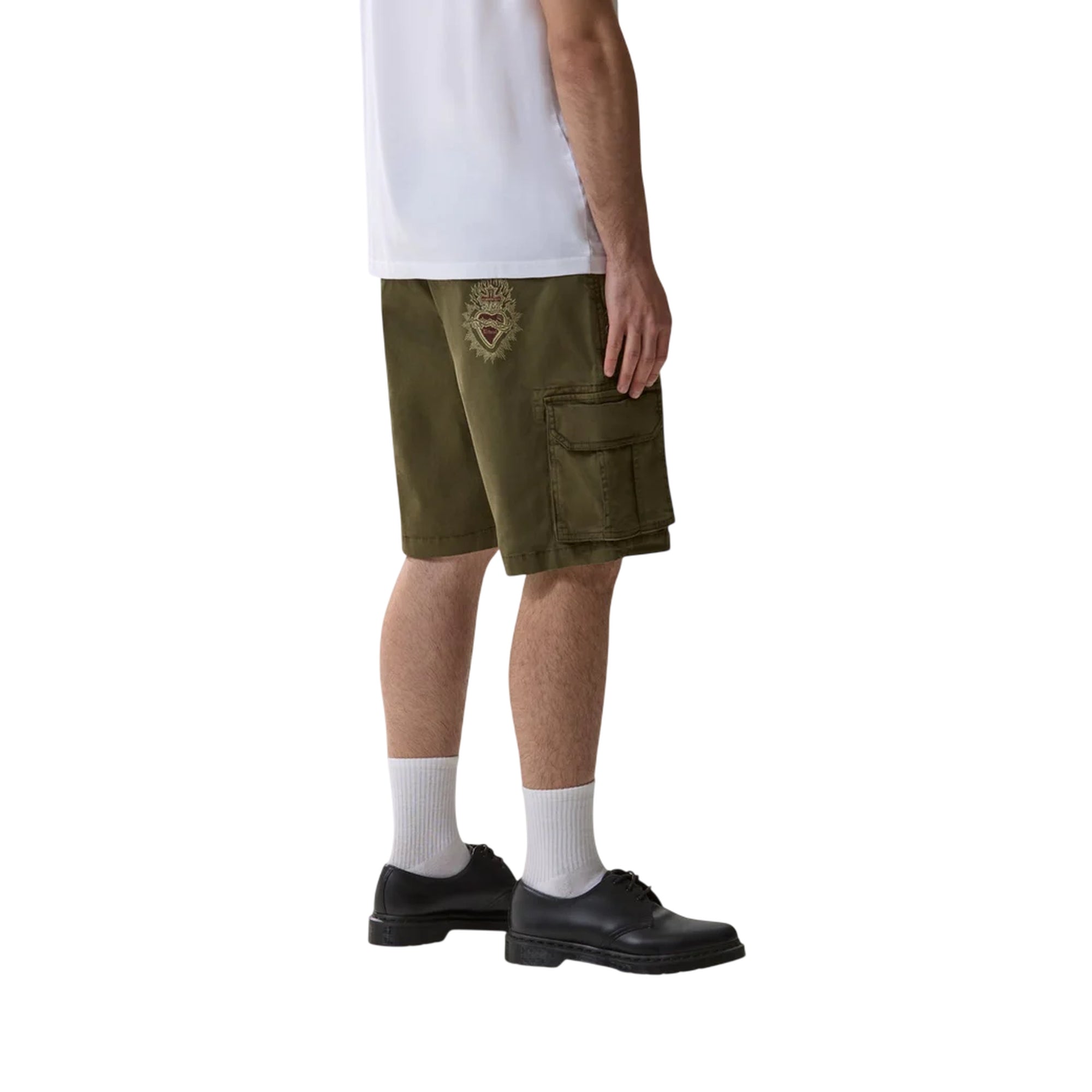 Bermuda cargo Uomo "Tattoo All Over" Verde modello retro