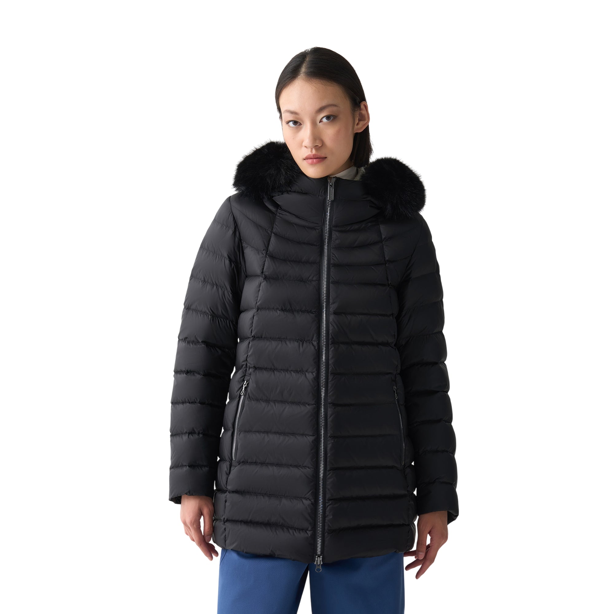 Piumino Donna Medio Cappuccio e Pelliccia