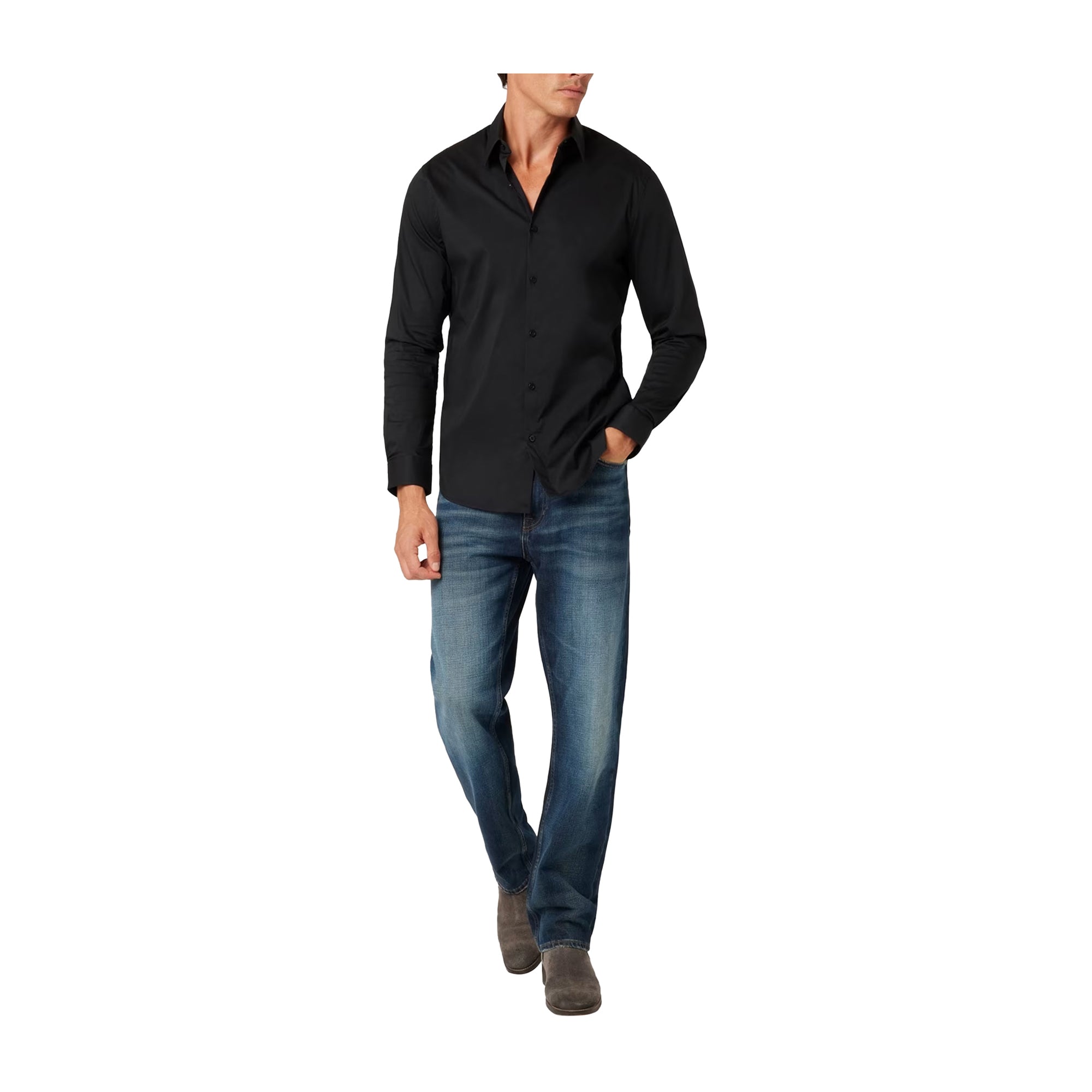 Guess Camicia Uomo Slim tinta unita Nero