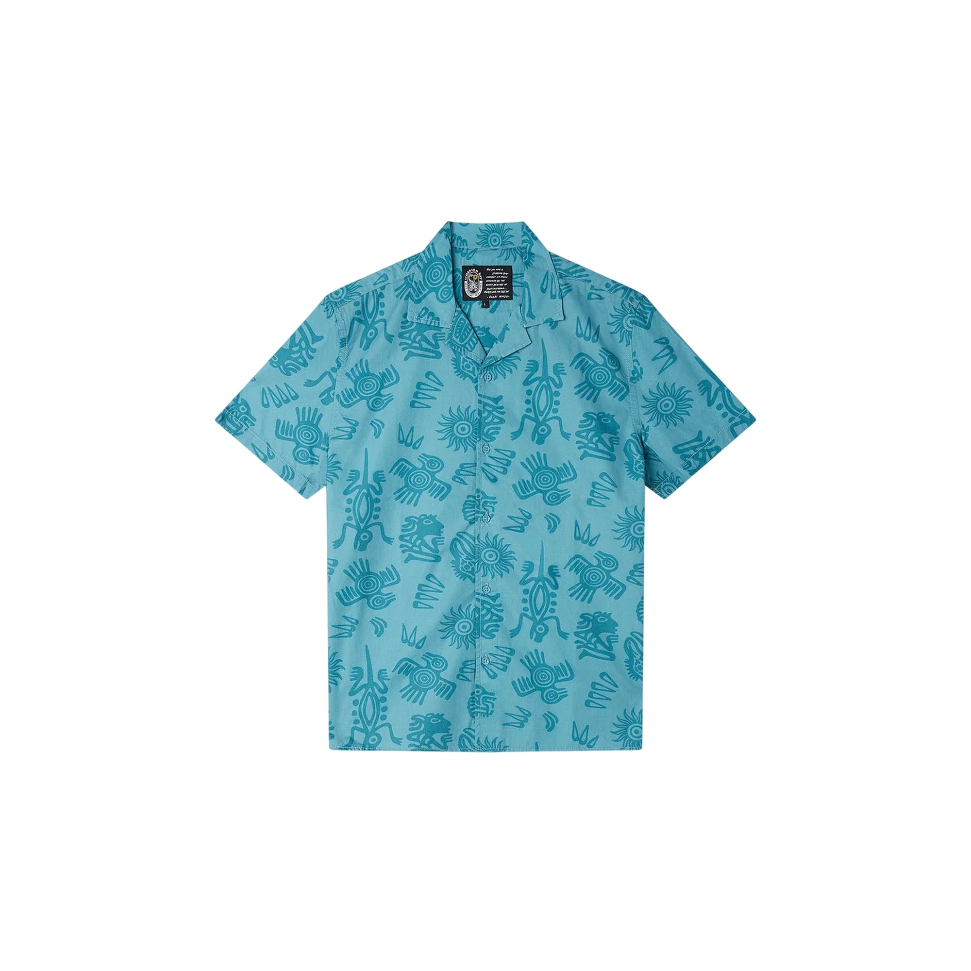 Camicia Uomo Azzurra, a manica corte, con stampa all over
