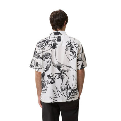 Camicia over Uomo con stampa sketch grafici modello retro