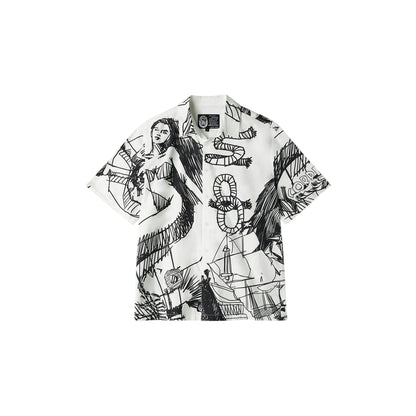 Camicia over Uomo con stampa sketch grafici 