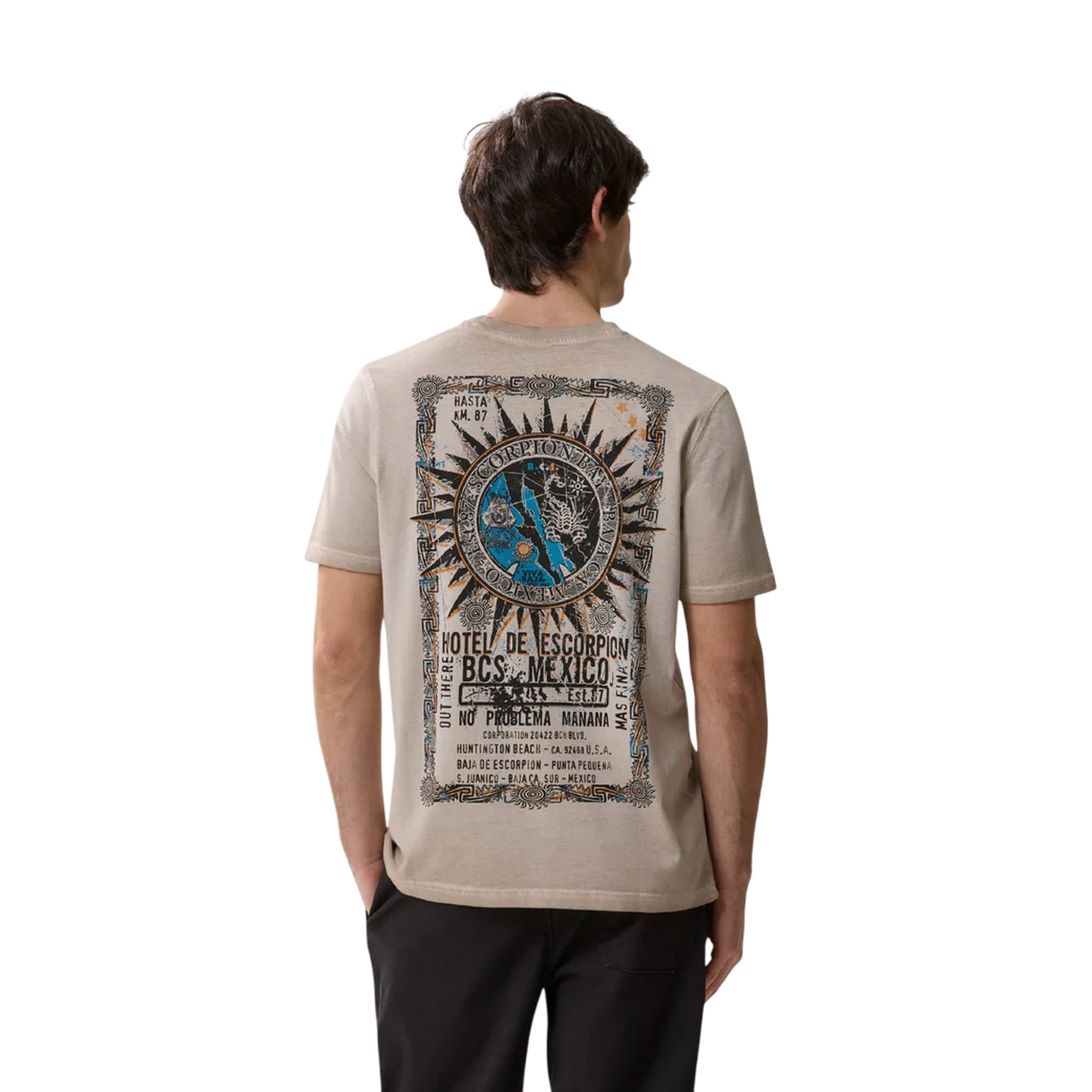 T-shirt Uomo con stampa "Hotel Map" Beige modello retro