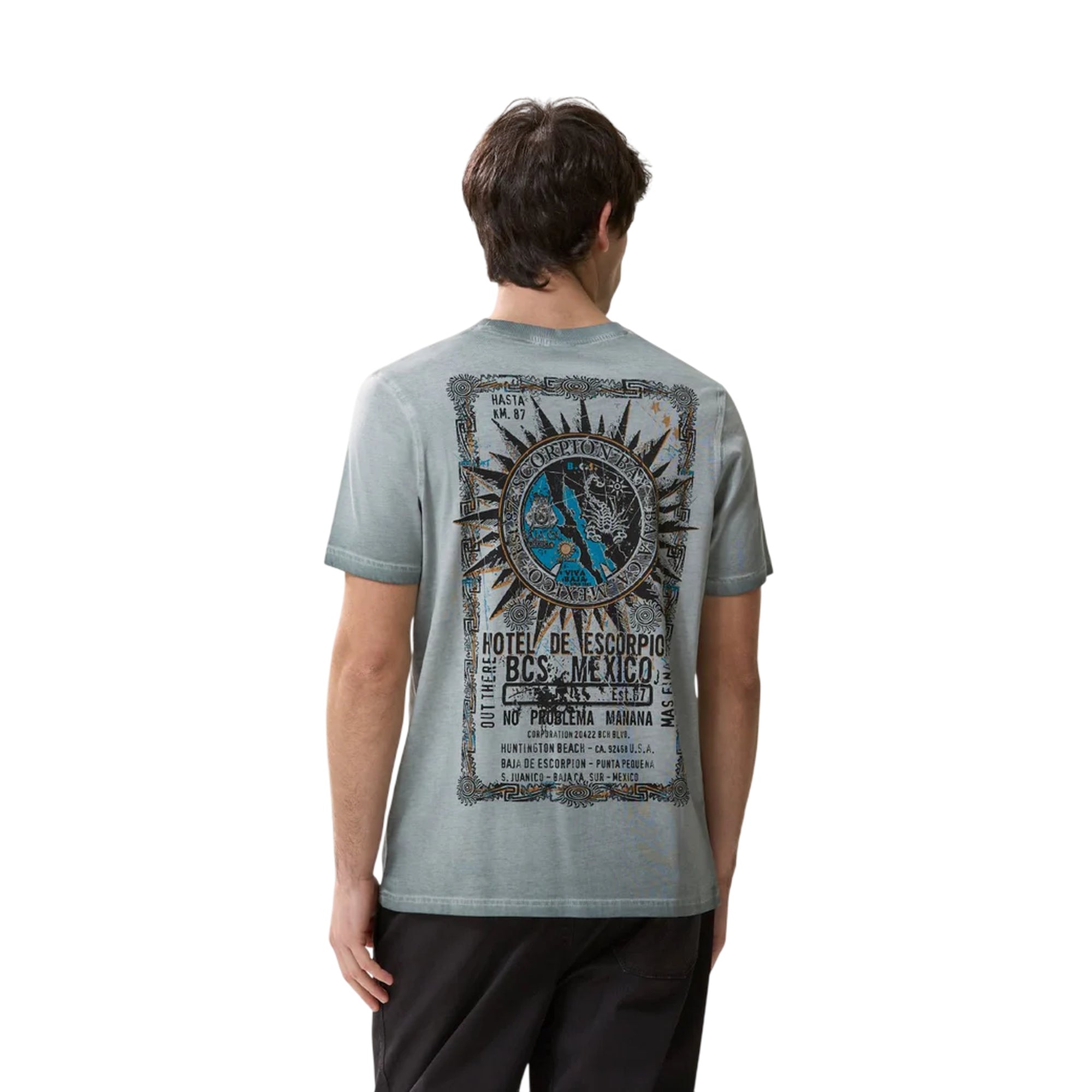 T-shirt Uomo con stampa "Hotel Map" Grigio modello retro