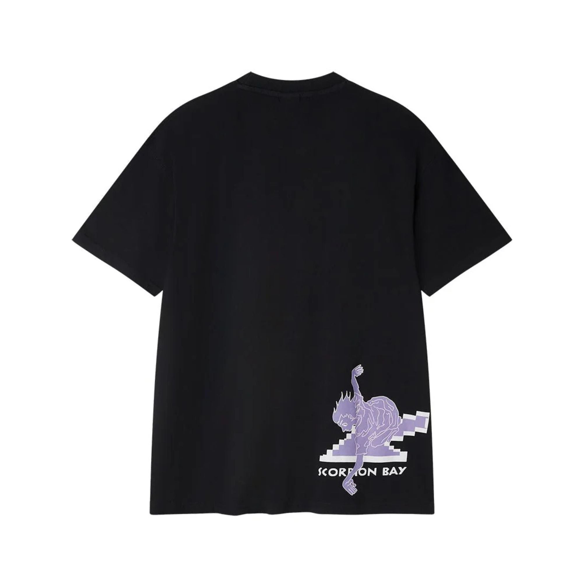 T-shirt Uomo Cyber Skater Nera, con logo stampato sul petto e stampa posteriore