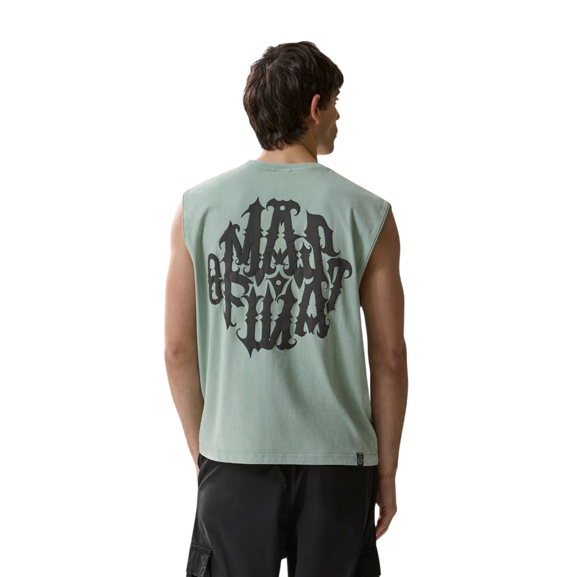 Canotta Uomo Verde con stampa "Mas Fina" modello retro