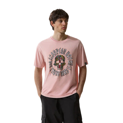 T-shirt Uomo rosa con stampa "Choclo Skull" modello frontale