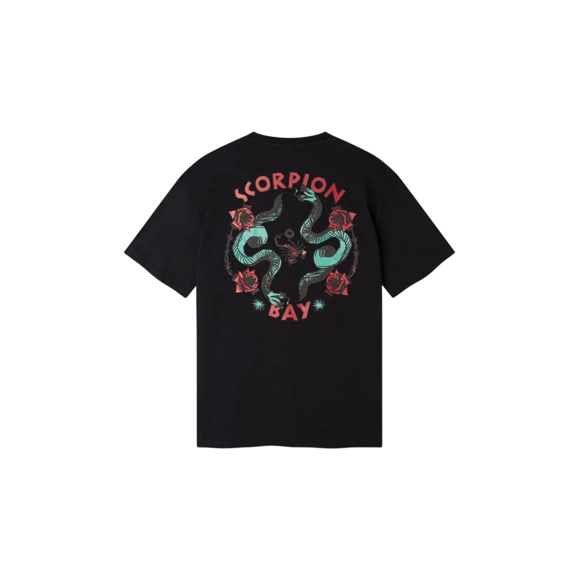 T-shirt Uomo Nera stampa "Snakes'N'Roses" retro