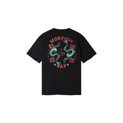 T-shirt Uomo Nera stampa "Snakes'N'Roses" retro