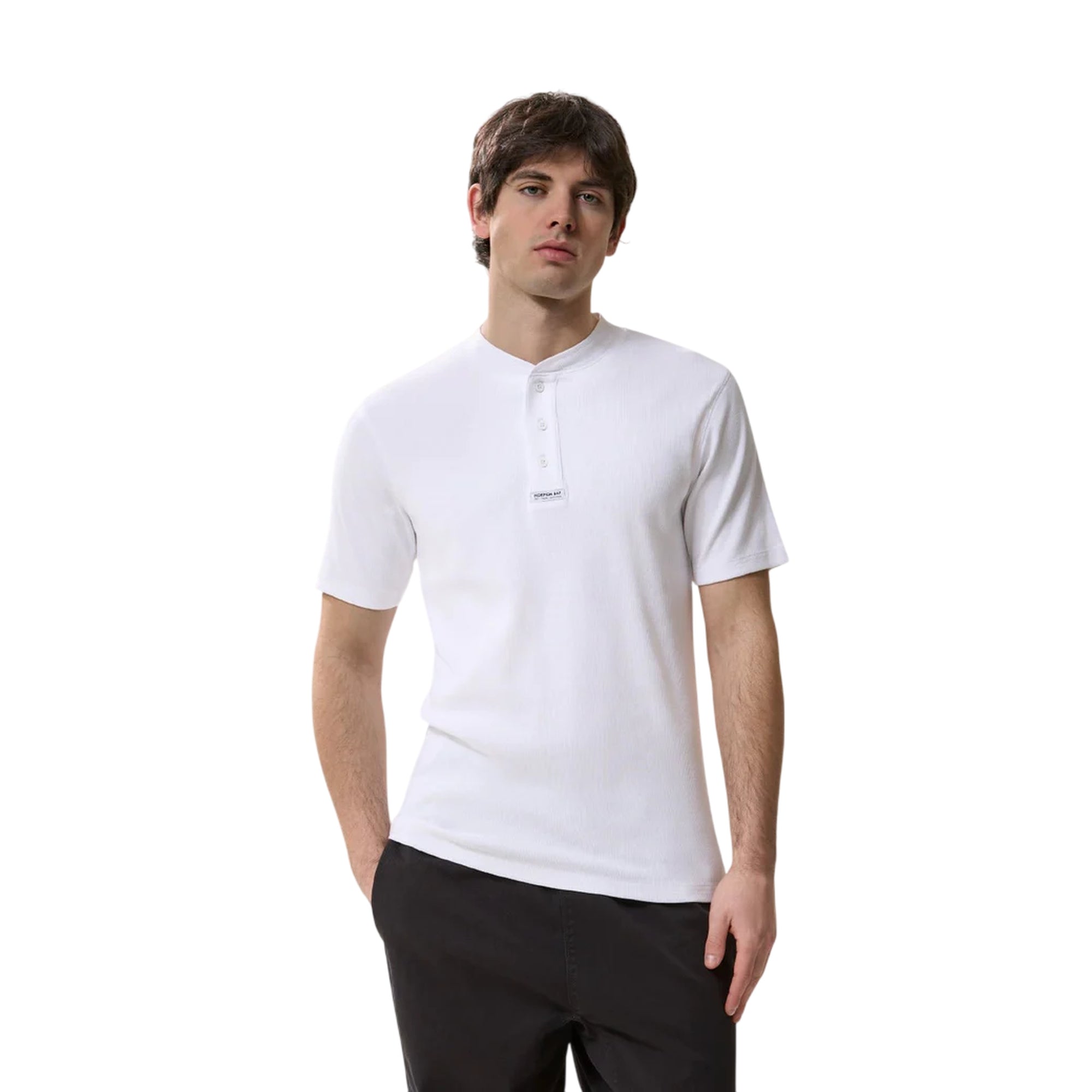T-shirt Uomo Essential con bottoni Bianco modello frontale