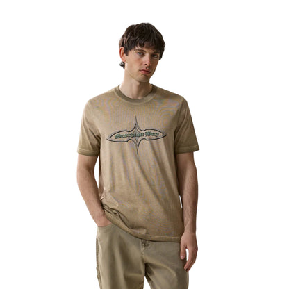T-shirt Uomo Beige stampa "Surf Tribe" modello frontale