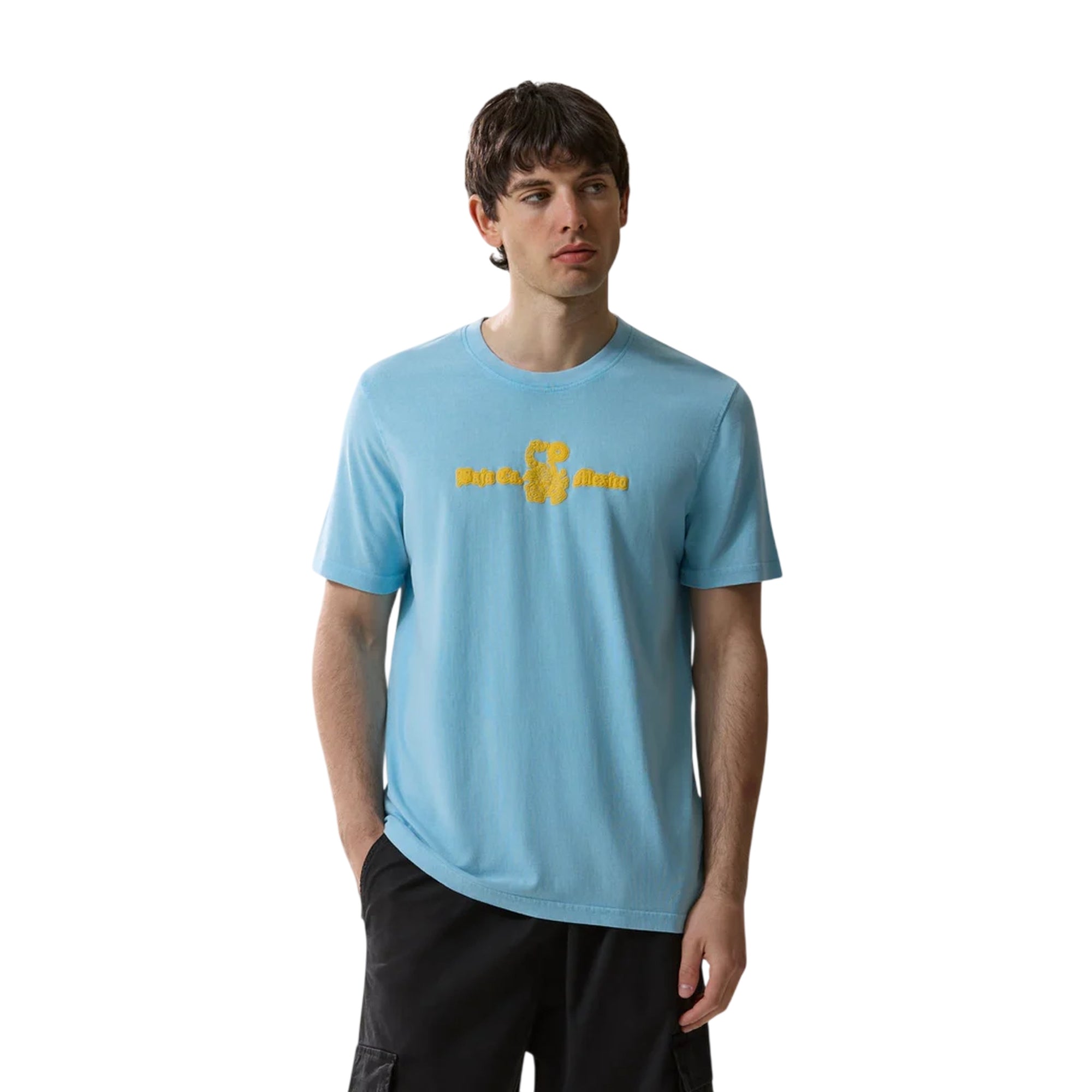 T-shirt Uomo Azzurra con stampa Mirador modello frontale
