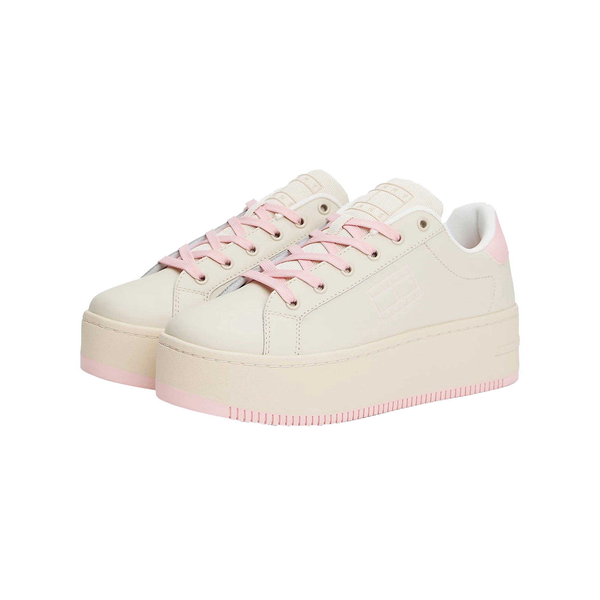 Sneakers in pelle con suola alta Rosa