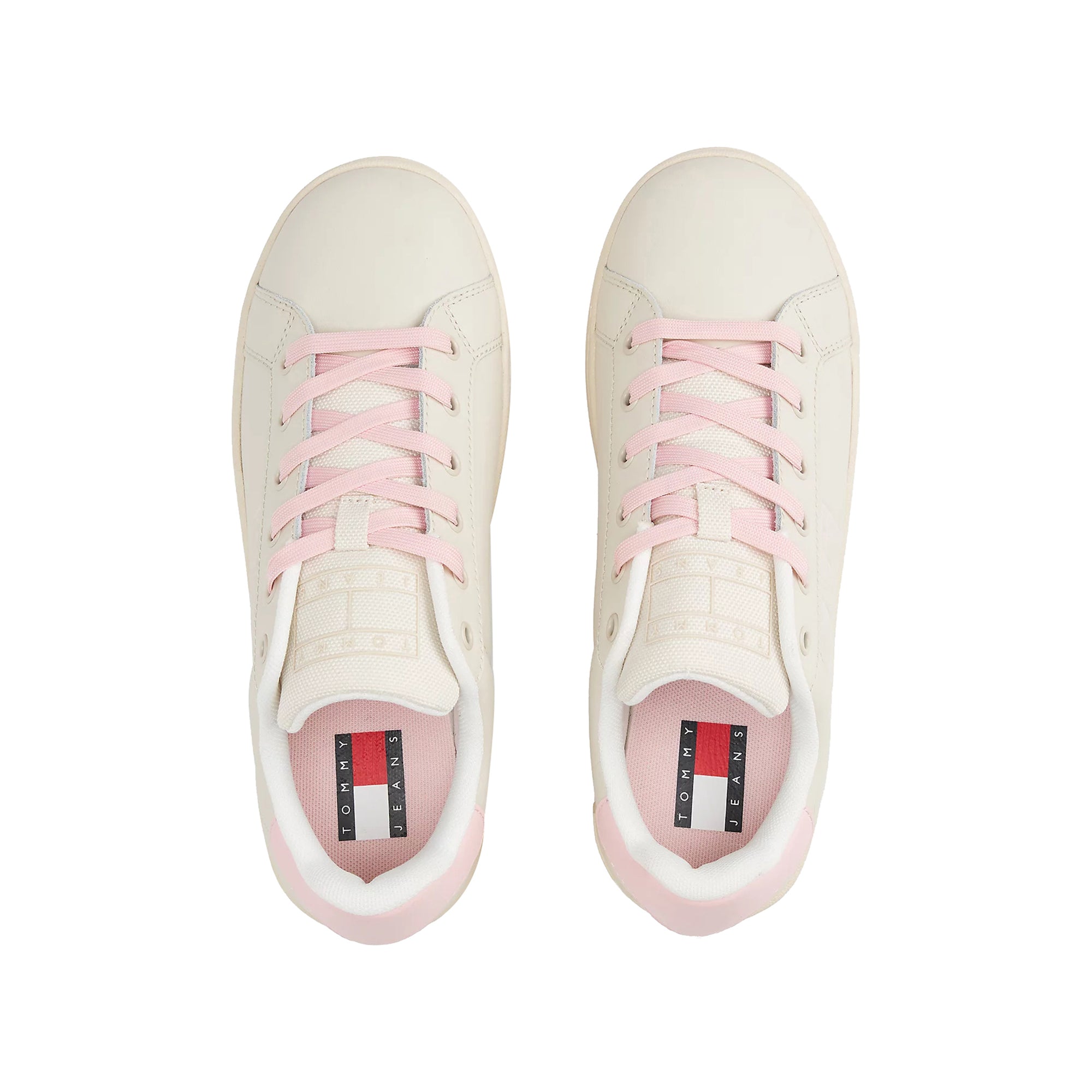 Sneakers in pelle con suola alta Rosa