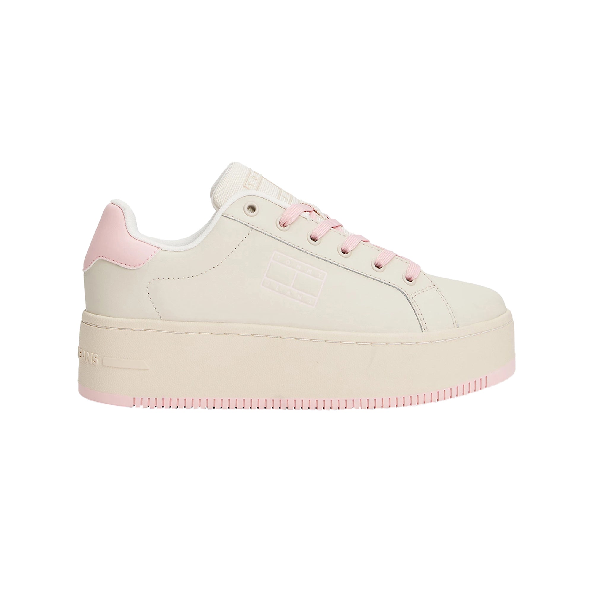 Sneakers in pelle con suola alta Rosa