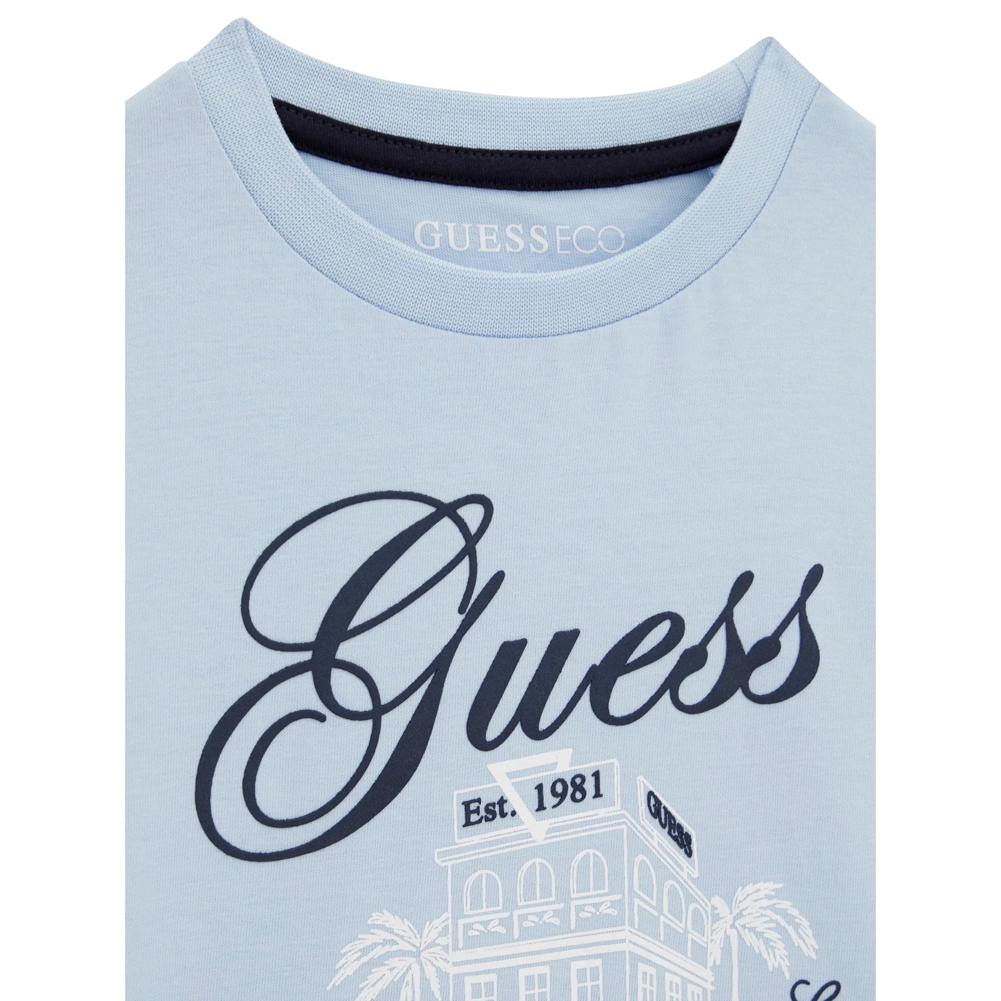 T-shirt Junior Celeste, con stampa frontale e maniche corte