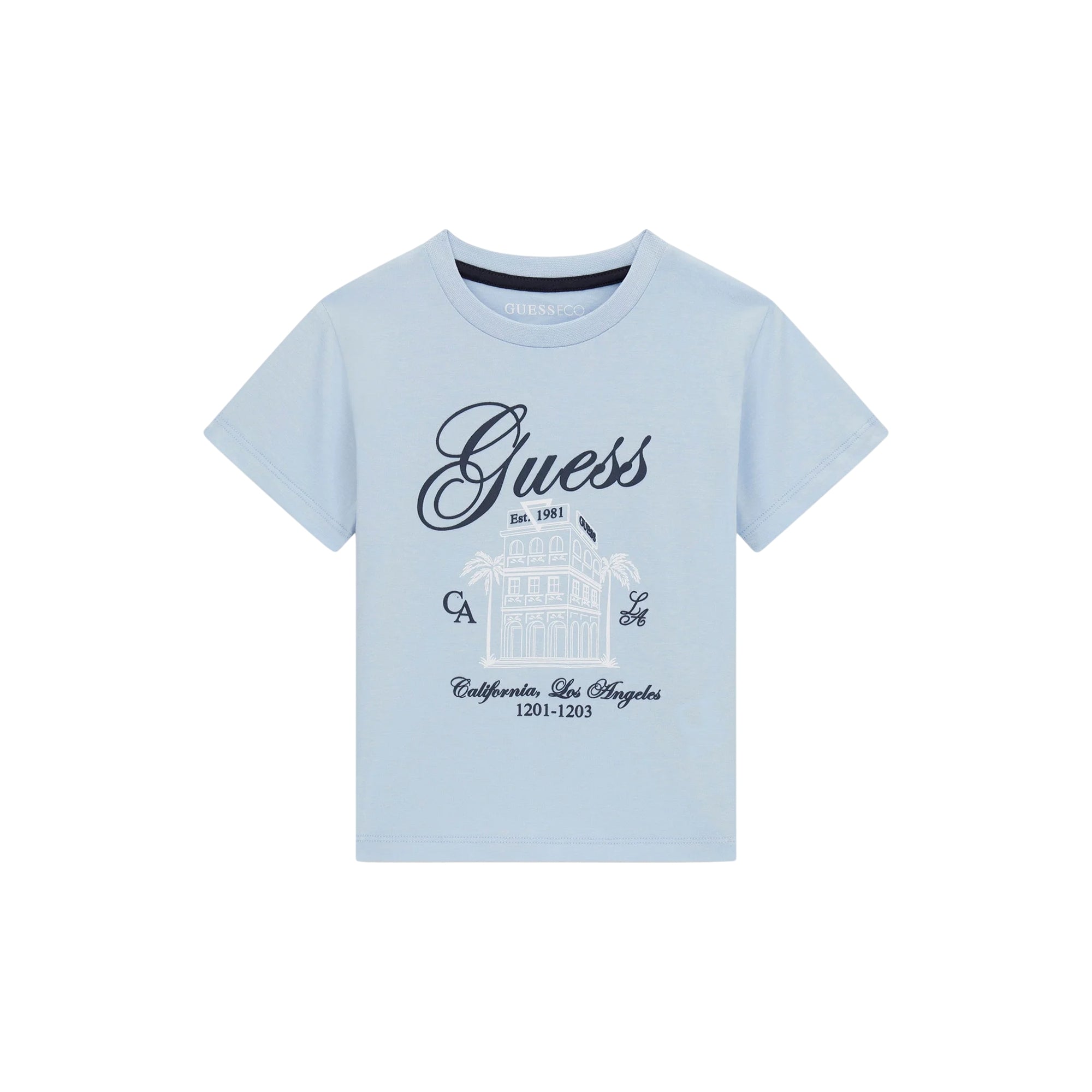 T-shirt Junior Celeste, con stampa frontale e maniche corte