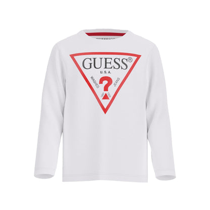 Guess Maglietta a Maniche Lunghe Junior Bianco con maxi logo