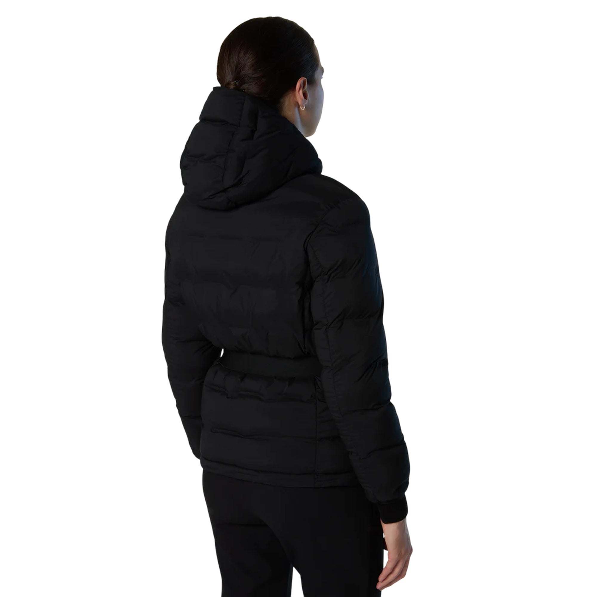 Piumino Donna Bowline Nero con cintura modella retro